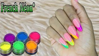 Men koman pou aplike poud neon  French Néon  ombré nails [upl. by Fransis]