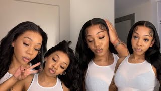 hair vlog install a body wave wig under 10 mins perfect pre curled everyday wig ft wiggins hair [upl. by Montgomery434]