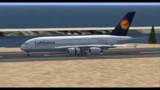 FSX HD  Genova Landing A380 Lufthansa [upl. by Sommers764]