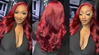 Black to Red Hair Color ❤️  How to Layer amp Curl Your Wig ✂️  Body Wave Wig ft  West Kiss Hair [upl. by Bidle]