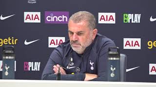 quotFOOTBALL IS ESCAPISMquot EMBARGOED PRESS CONFERENCE Ange Postecoglou Tottenham v Fulham [upl. by Staw]