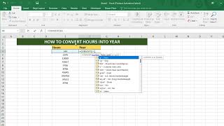 HOW TO CONVERT HOURS INTO YEAR IN MS EXCEL [upl. by Bertero37]