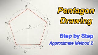 How to Draw an Pentagon with an Unscaled Ruler and Compass  Step by Step Approximate Method 2 [upl. by Obed]