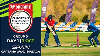 🔴 Dream11 European Cricket Championship 2022  Group D  Day 1 Cartama Oval Spain  T10 Live Cricket [upl. by Ruella184]