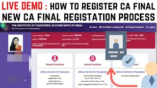 Live DemoHow To Register CA Final  NEW CA Final Registration Process ICAI CA Final Registration [upl. by Ymma]