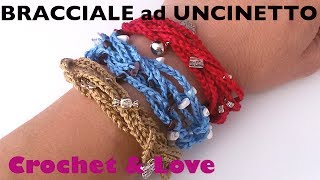 Tutorial bracciale con perline ad uncinetto  facile e rapido [upl. by Casilda]