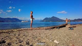 Stresa LAGO MAGGIORE Italy 4k Beach views Wave sounds  Italy 4k Scenic Relaxation [upl. by Nomis]