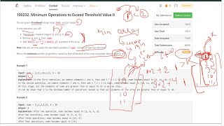 Minimum Operations to Exceed Threshold Value II  Biweekly Contest 125  Leetcode [upl. by Irena]