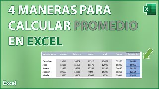 4 MANERAS PARA CALCULAR PROMEDIO en Excel 2019  Función PROMEDIO  VENTAS POR VENDEDORES Y MESES [upl. by Omle]