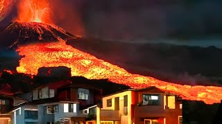 Europes largest volcano erupts Etna volcano Italy 4km of lava in the air [upl. by Abeu]