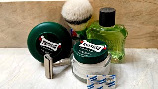 Rockwell 6S DE Safety Razor  R5 Proraso Green Soap and Splash Feather Blade [upl. by Follansbee516]