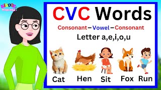 CVC Words  Words with Letter aeiou  ConsonantVowelConsonant  Learn to read [upl. by Haman]