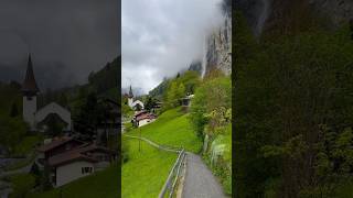 Lauterbrunnen 🇨🇭nature swissvillage swisslandscapes mountains swisstown travel shortvideo [upl. by Short]