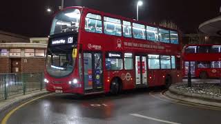 Buses after dark at Turnpike Lane station February 2021 [upl. by Sheffy]