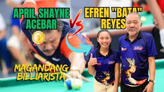 Efren quotbataquot Reyes vs April Shayne Acebar Palaro Gold medalist full exhibition game [upl. by Adekam]