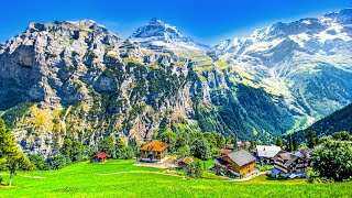 Gimmelwald is a heavenly Swiss village in the Lauterbrunnen Valley 🇨🇭 Switzerland 4K [upl. by Ahsinra]