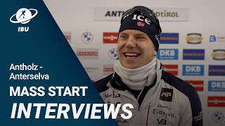 World Cup 2324 AntholzAnterselva Men Mass Start Interviews [upl. by Odnavres165]