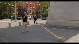 The Alpenhorn at Washington Square Park A Lumix S9 4K DCI Video [upl. by Anaeerb]