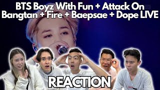 BTS 방탄소년단  Boyz With Fun  Attack On Bangtan  Fire  Baepsae  Dope REACTION [upl. by Nortna234]