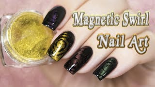 Magnetic Swirl Nail Art  Дизайн с магнитными пигментами Odiva [upl. by Surbeck]