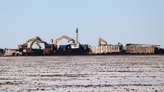 Big Train Derailment Cleanup of a BNSF Coal Train Derailment Waco Nebraska 12302023 [upl. by Erdua]