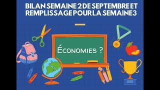 Bilan semaine 2 de septembre et remplissage de la semaine 3 [upl. by Kylstra]