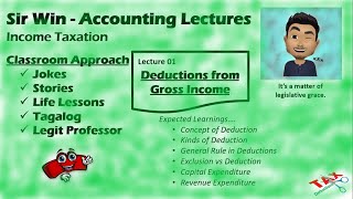 Lecture 01 Deductions from Gross Income Income Taxation [upl. by Oberheim]