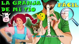 La Granja de mi Tío  El Reino Infantil  Flauta Fácil  Tutorial  Cover  Karaoke [upl. by Anatnom]