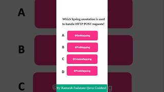 Spring Boot Quiz 32  Which Spring annotation is used to handle HTTP POST requests springboot quiz [upl. by Ellevehs]