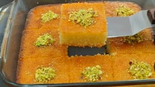 Basbousa  Middle Eastern Dessert Semolina Cake [upl. by Ycal]