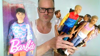 Complete Barbie Slender Slim Ken Fashionistas Collection Featuring 219 Unboxing Review Comparison [upl. by Goat]