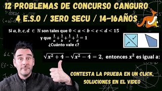 12 ejercicios prueba canguro 2020 España 4 ESO 2ndo3ero secundaria  1416 años [upl. by Nyrhtac]