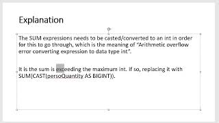 SQL Server error Arithmetic overflow error converting expression to data type int [upl. by Ibor144]