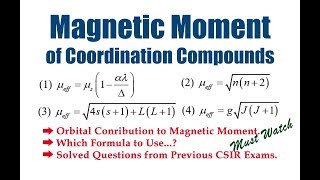 Magnetic Moment of Coordination Compounds  Orbital Contribution  Spin Orbital Coupling [upl. by Kling]