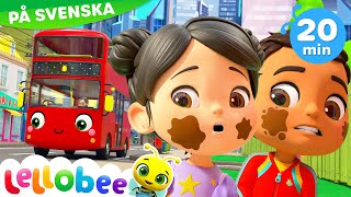 Hjulen på bussen  Lellobee City Farm  Låtar och videor för barn  Moonbug Kids Svenska [upl. by Odilia975]