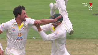 Mitchell Starcs first ball as called by Seven and Triple M  The Ashes 202122 [upl. by Nerw]