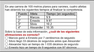 Pregunta resuelta sobre el tiempo obtenido en una competencia de 100 metros [upl. by Neehsar]