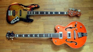 Fender Jazz Bass 1975 vs Gretsch Electromatic Bass The Blues Brothers  Whos making love [upl. by Ermina]