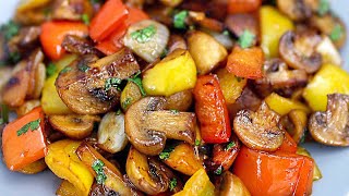 Rezept für leckere Champignons mit Gemüse in einer Pfanne Einfach und schnell [upl. by Madoc927]