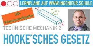 Hookesches Gesetz 3D Klausuraufgabe Längenänderungen bestimmen – Technische Mechanik 2 [upl. by Alleuqram588]