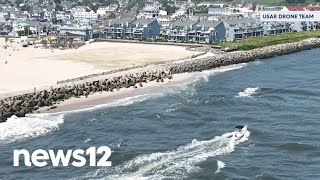 Point Pleasant Beach mayor monitors sand shoaling at Manasquan Inlet  News 12 [upl. by Ailhat]