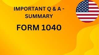 Important Question amp Answers  Key Points  Of Form 1040 US Individual Income Tax Return [upl. by Aicatsanna424]