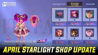 APRIL STARLIGHT SKIN 2024  STARLIGHT SHOP UPDATE 2024  MOBILE LEGENDS [upl. by Aivull]