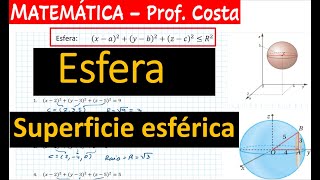 SUPERFÍCIE ESFÉRICA E ESFERA Centro raio e equações Interseções [upl. by Basham]