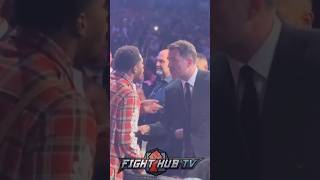 Devin Haney amp Eddie Hearn HEATED EXCHANGE at AJ vs Dubois fight [upl. by Dranyl520]