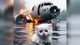 AirplaneCrash What Happened To The Kittens Family cute cat ai cutecat sad story big [upl. by Martin]