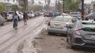 San Diego Storm Update 4PM  Mountain View damage NB I15 shutdown latest weather alerts [upl. by Annaed]