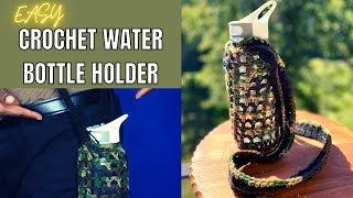 Mens Crochet Water Bottle Holder Pattern Easy Crochet Instructions for Beginners [upl. by Nolyarg442]