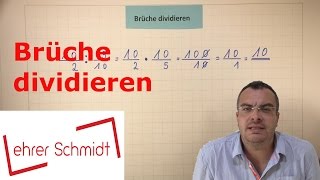 Brüche dividieren  Bruchrechnung  Mathematik  EINFACH ERKLÄRT  Lehrerschmidt [upl. by Cela17]