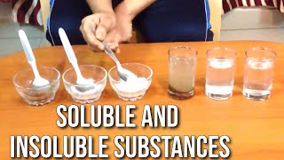 What are Soluble and insoluble substances using Sand Salt and Sugar Science Experiment [upl. by Hendrik]